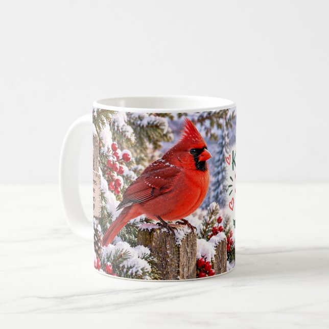 Vinterkardinal Håll Din Andlighet Ljus Kaffemugg (Framsida vänster)