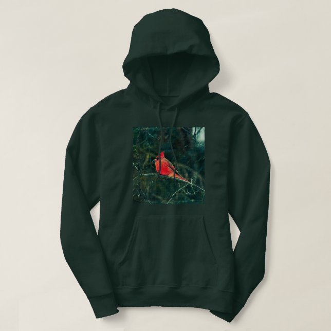 Vinterkardinal i Snowstorm - förbättrad Hoodie (Design framsida)