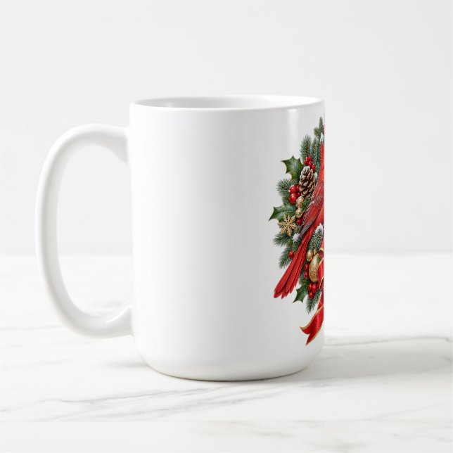 Vinterkardinal Ständigt Grön Julkrans Kaffemugg (Vänster)