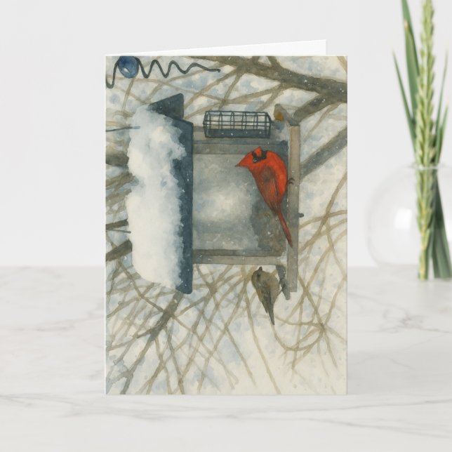 Vinterkardinalvattenfärg_2 Kort (Framsida)