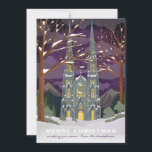 Vinterkatedralen Illustrated Julens Lila Julkort<br><div class="desc">Anpassa med ditt meddelande till julhelgen. Originalillustration av Becky Nimoy. Lägg till foton på baksidan eller ett meddelande.</div>