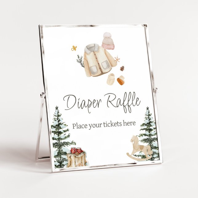 Vinterkläder Det är Kall utanför hårbotten Poster (Merry Little Winter Baby Clothes Baby Shower Diaper Raffle Sign)