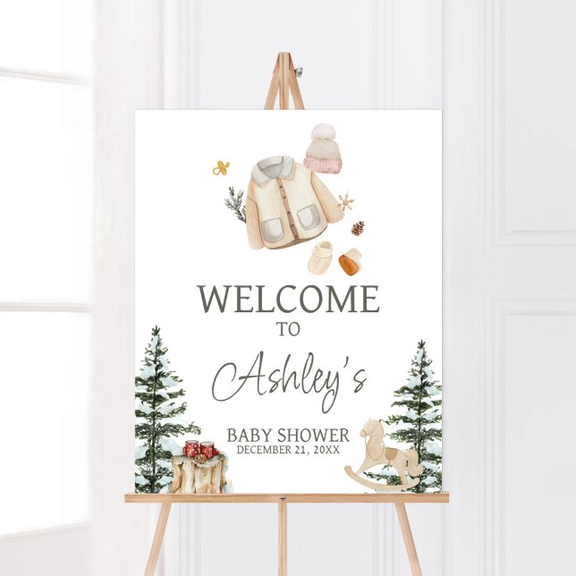 Vinterkläder Det är Kall utanför välkomstsidan Poster (Merry Little Winter Baby Clothes Baby Shower Welcome Sign)