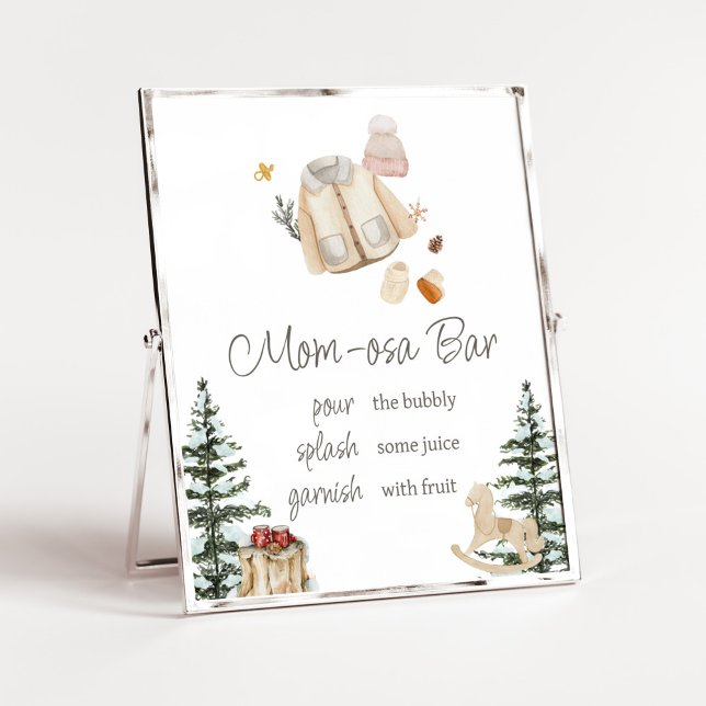 Vinterkläder Det är Kallet utanför Mamma Osa Pub Poster (Merry Little Winter Baby Clothes Baby Shower Mom Osa Bar Sign)