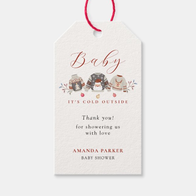 Vinterkläder jul, babykläder, Tack Presentetikett (Framsidan)