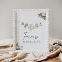 Vinterkläder Tjej Baby Shower Favors Skylt