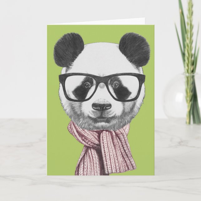 Vinterklar Panda Björn Kort (Framsida)