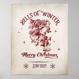 Vinterklockor Vintage jul Poster