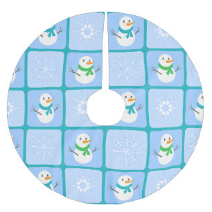 Vinterkontrollerad mönster snögubbe och snöflingor julgransmatta borstad polyester