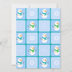 Vinterkontrollerad mönster snögubbe och snöflingor julkort