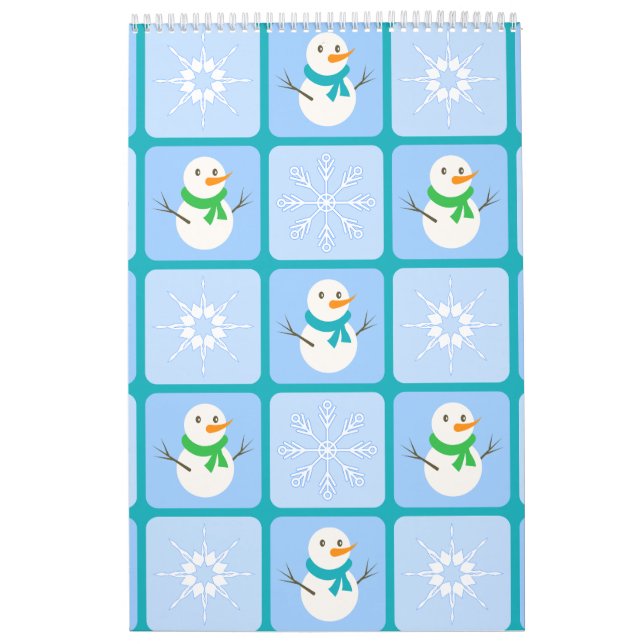 Vinterkontrollerad mönster snögubbe och snöflingor kalender (Omslag)