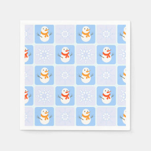 Vinterkontrollerad mönster snögubbe och snöflingor pappersservett