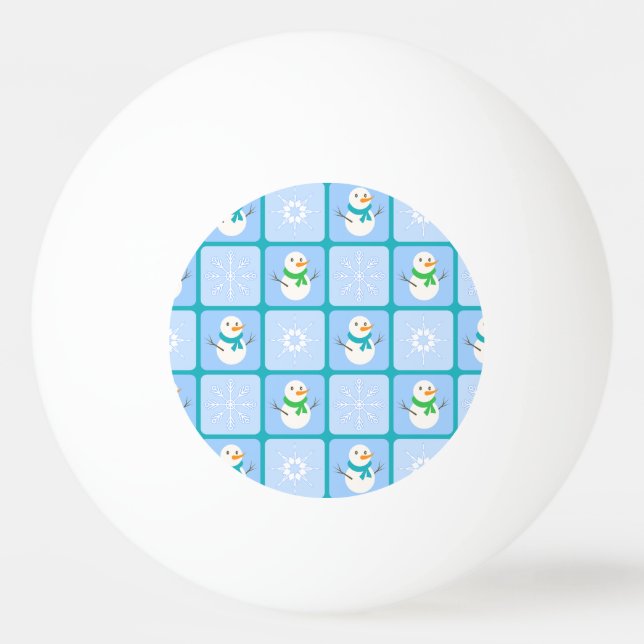 Vinterkontrollerad mönster snögubbe och snöflingor pingisboll (Framsidan)