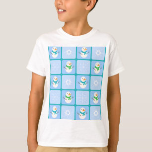 Vinterkontrollerad mönster snögubbe och snöflingor t shirt