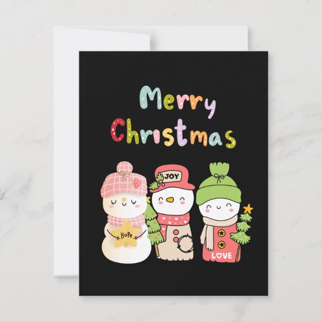 Vinterkort för Cute Snögubbe Julkort (Framsida)