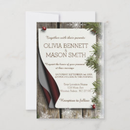 Vinterkort för Gräs och Snöflingor Bröllop Inbjudningar