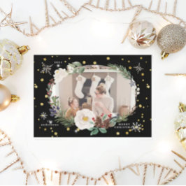 vinterkort för krandfoto lycklig helgdag blommigt inbjudningar