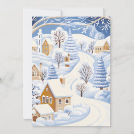 Vinterkort med snöig byväg julkort