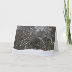 Vinterkort med snötäckt väg i en målerisk stil kort