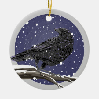 Vinterkråka Julgransprydnad Keramik