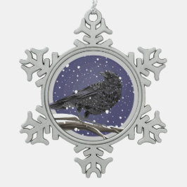Vinterkråka Snöflinga Pewter Julgransprydnad