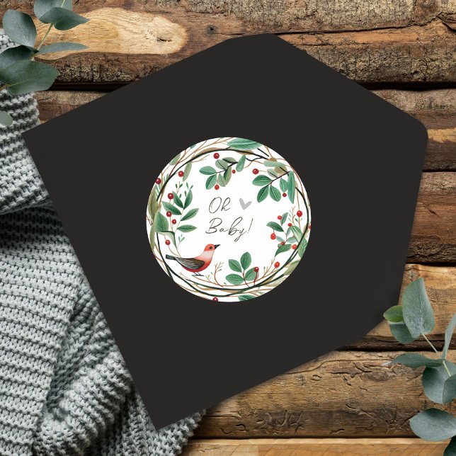 Vinterkrans - berry jul - babykläder runt klistermärke (Skapare uppladdad)