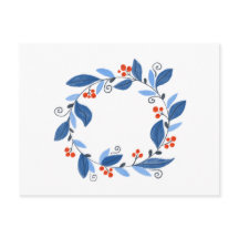 Vinterkrans. Blå löv och röda bär