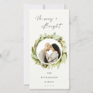 Vinterkrans - merry & Bright julfoto Julkort