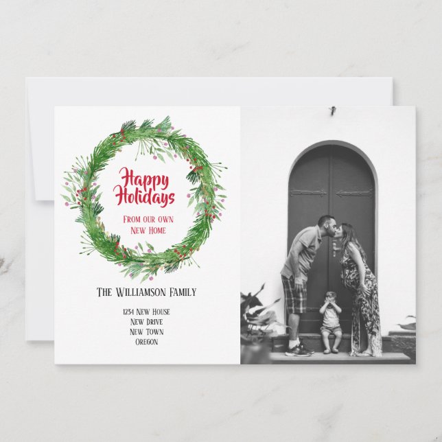 Vinterkrans - nytt hem för Helgdagarna Fotokort Julkort (Framsida)