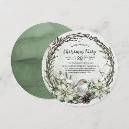 Vinterkrans Poinsettia och fågeljul Inbjudningar