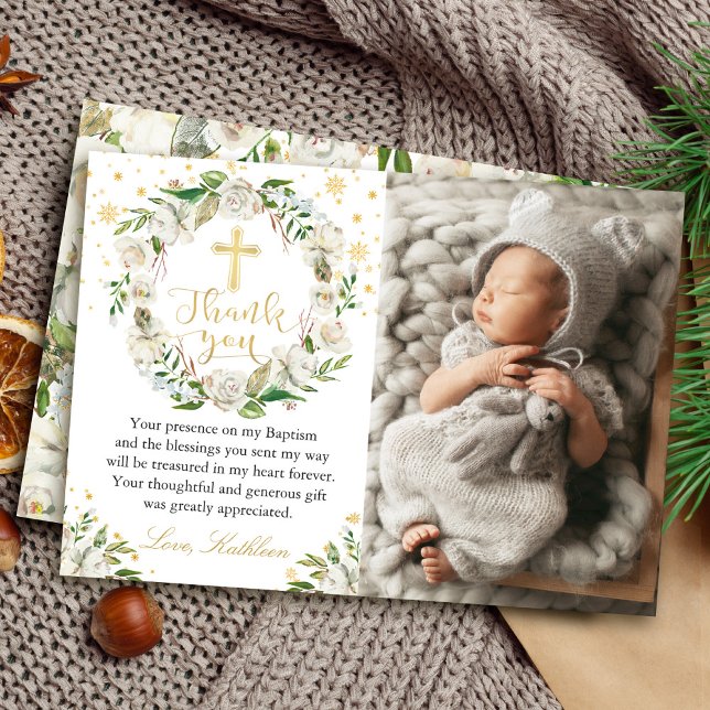 Vinterkrutans Baptism Foto Tack kort Blommigt (Skapare uppladdad)
