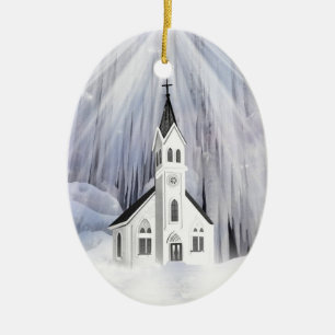 Vinterkyrka Julgransprydnad Keramik