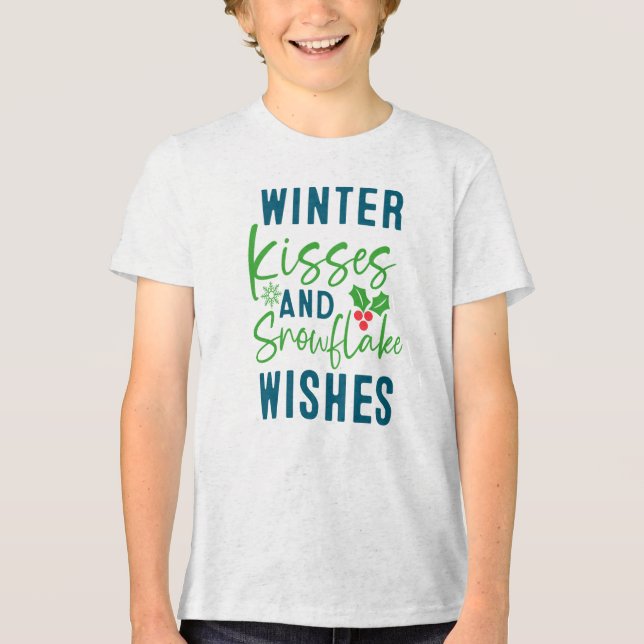 Vinterkyssar Och Snöflingevälsignelser-51963 T-Shi T Shirt (Framsida)