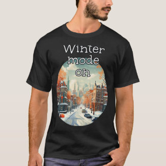Vinterläge på i Snö täckt stad för kall Seaso T Shirt
