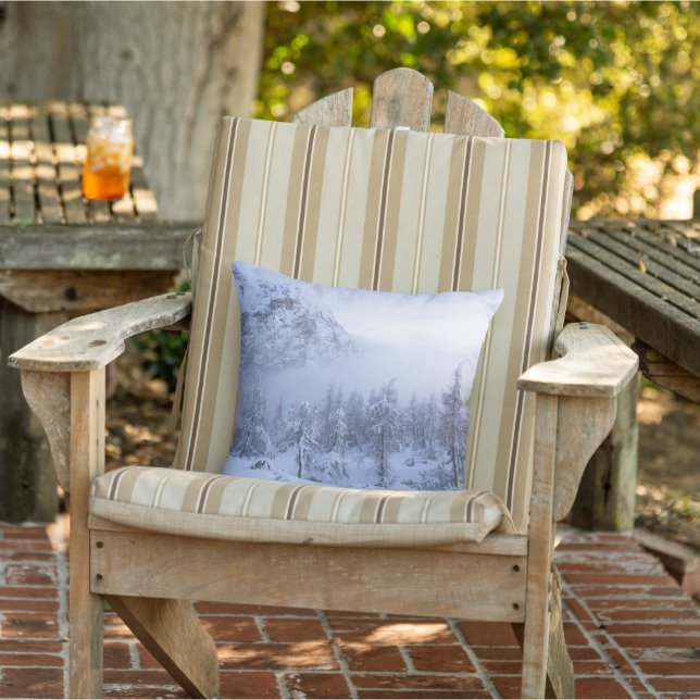 Vinterland, dimma, källskog och bergsområde kudde (Stol)