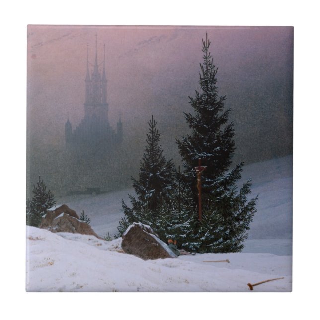Vinterlandskap (av Caspar David Friedrich) Kakelplatta (Framsidan)