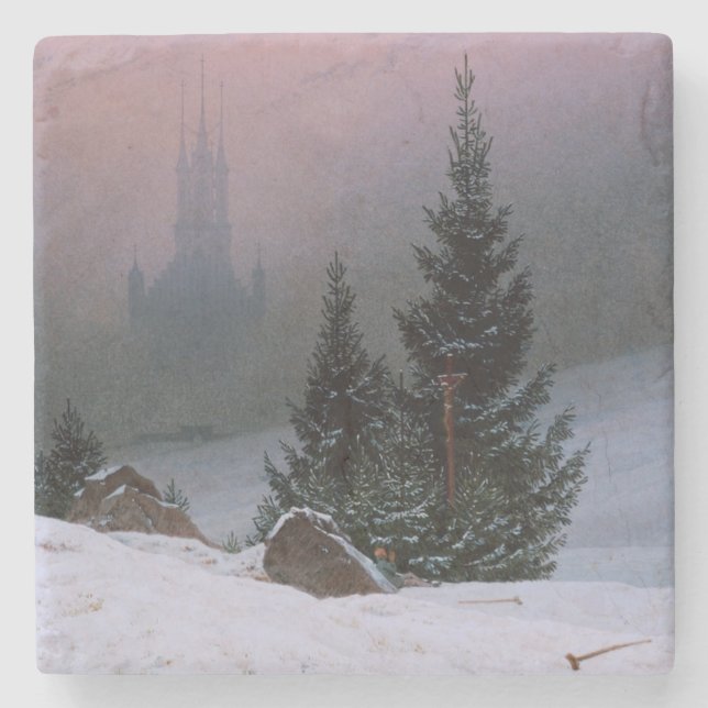 Vinterlandskap (av Caspar David Friedrich) Stenunderlägg (Framsidan)