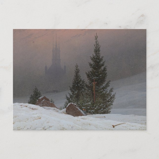 Vinterlandskap av Caspar David Friedrich Vykort (Framsida)