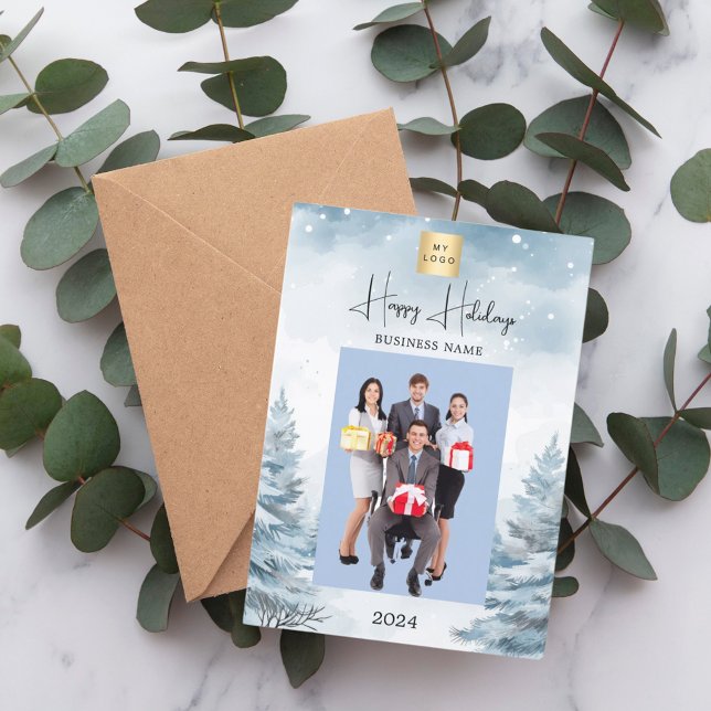 Vinterlandskap för julfoto QR Julkort (Skapare uppladdad)