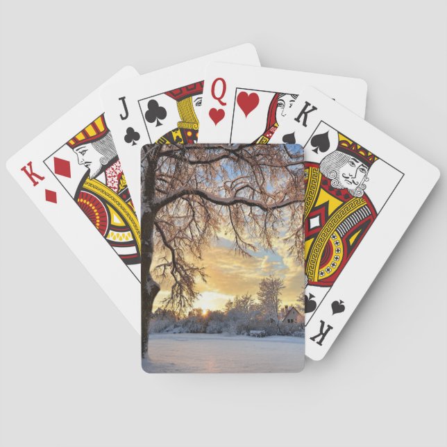Vinterlandskap i Lettland Spel Kort (Baksidan)