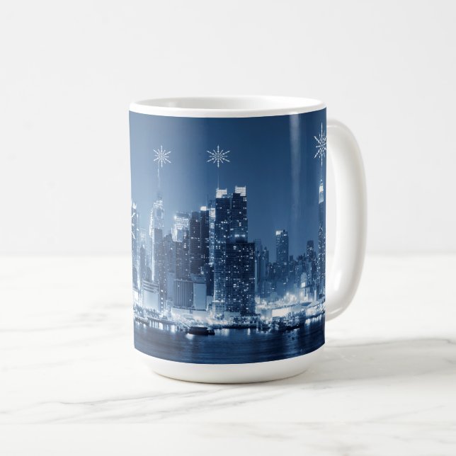 vinterlandskap i New York-staden Panoramic vinterl Kaffemugg (Framsida höger)