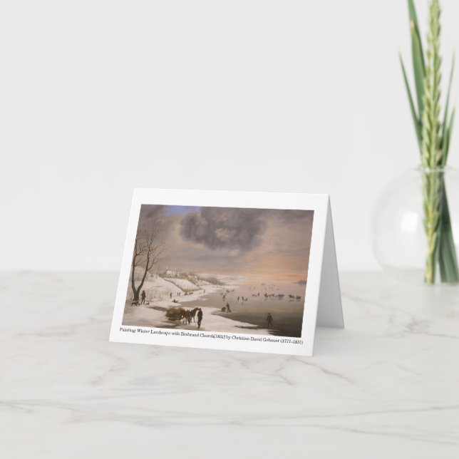 Vinterlandskap med Brabrand Church[1831] Kort (Framsida)