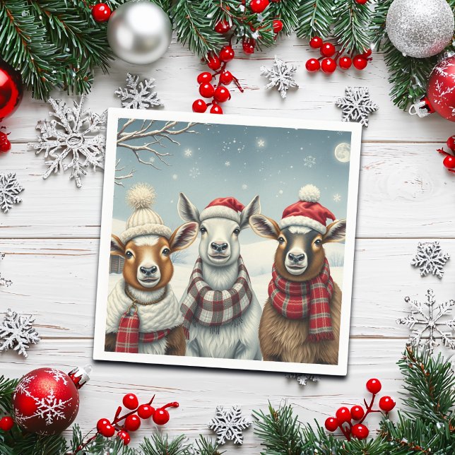 Vinterlandskap med får och kabin pappersservett (Skapare uppladdad)