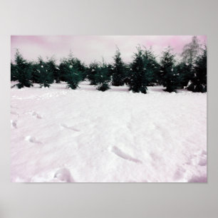 Vinterlandskap med larm i snö poster
