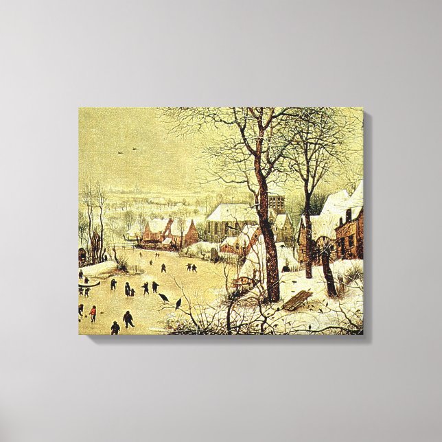 Vinterlandskap med Skater och fågelfälla (1565) Canvastryck (Framsida)