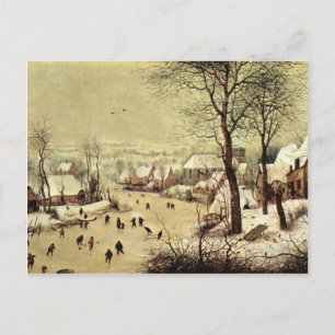 Vinterlandskap med skridskoåkare av Pieter Bruegel Vykort