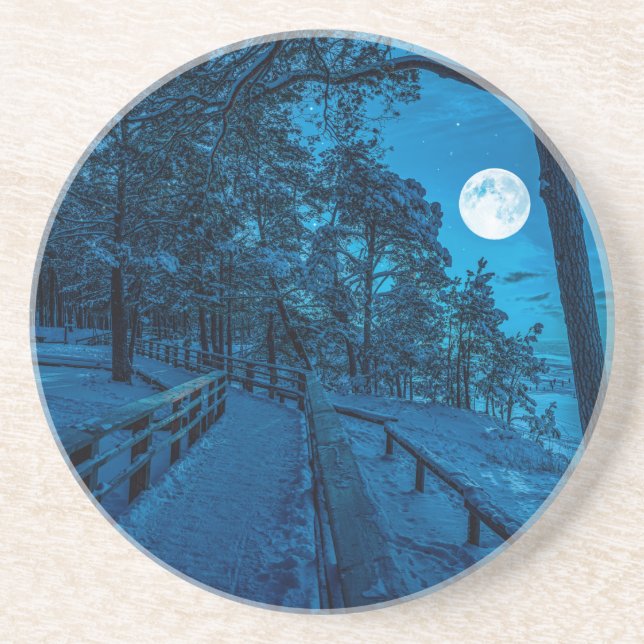 Vinterlandskap med snö täckt gräs-skog underlägg (Framsidan)