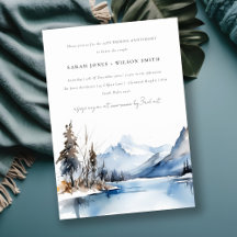 Vinterlandskap med snö vid Mountain Lake årsdag