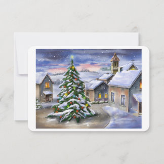 Vinterlandskap med snöbyn