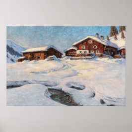 Vinterlandskap nära Davos, finkonst Poster